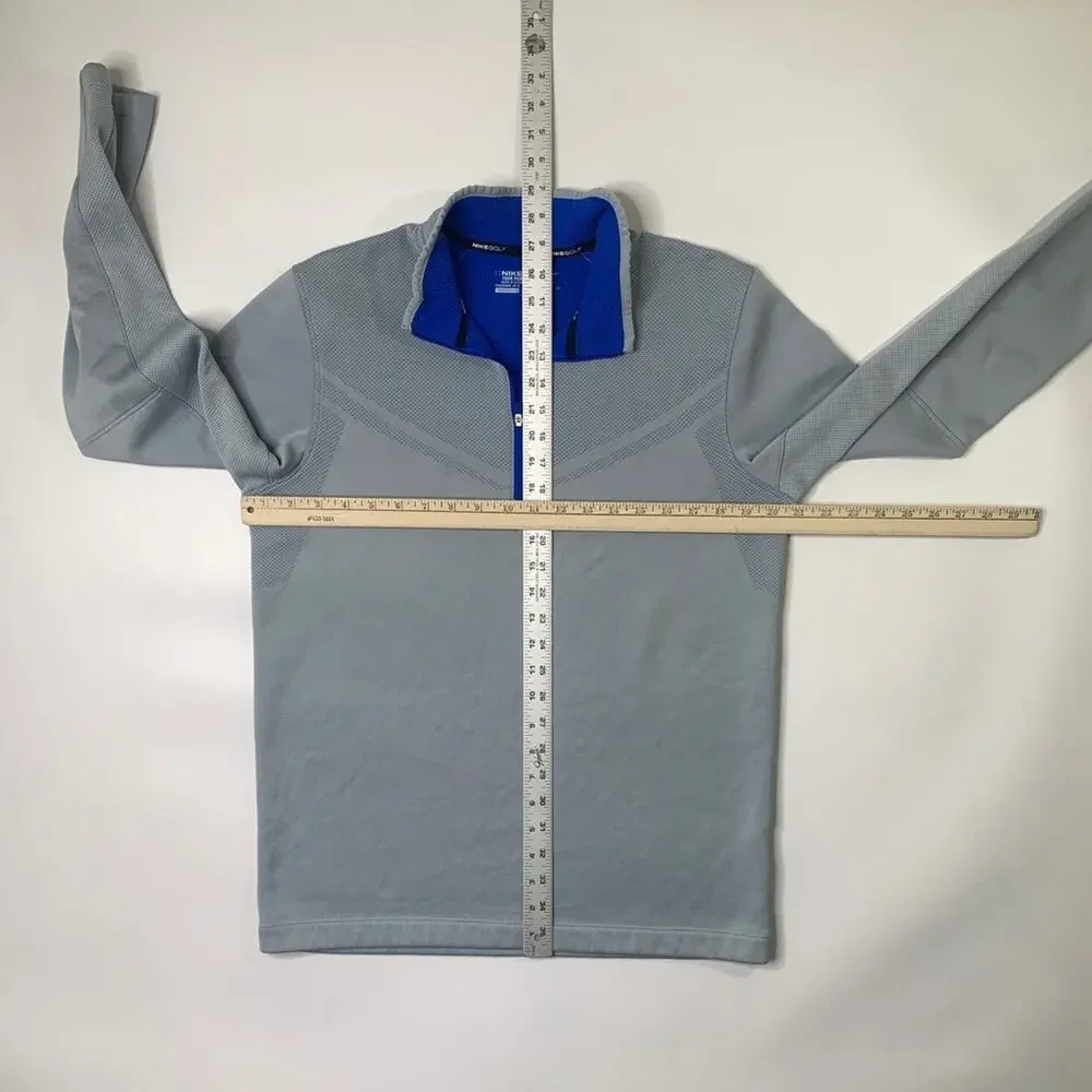Nike Golf Sweatshirt Mens S Gray Blue Hypervis Therma Half Zip Cover Up Fleece